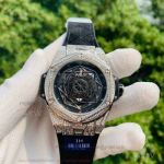 JH Factory Hublot Big Bang Sang Bleu Stainless Steel Diamond Pave Case 45 MM Automatic Watch 
